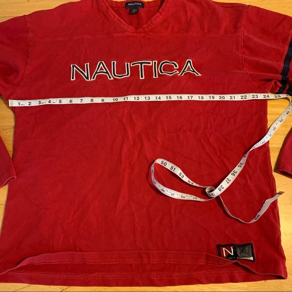 NauticaXL EMBROIDERED Spellout Red L/S Shirt - Picture 3 of 8